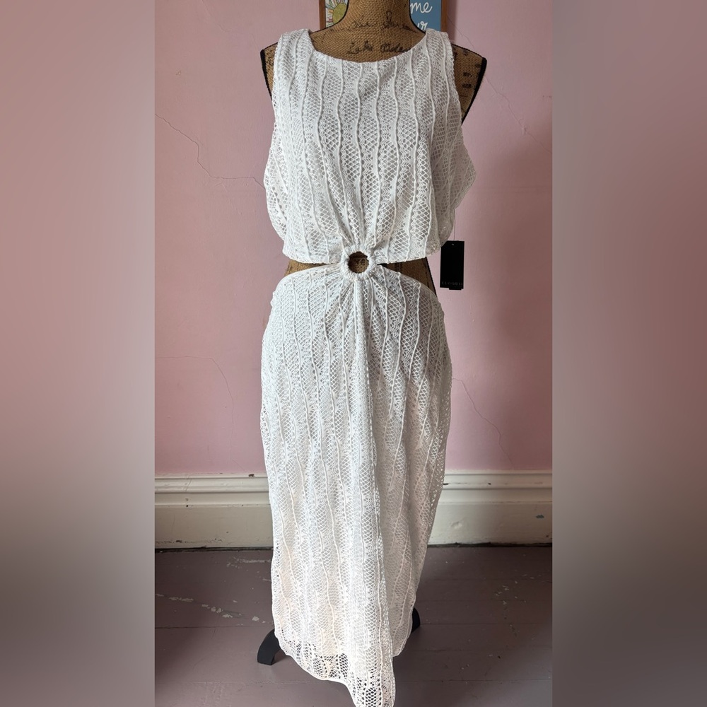 Eloquii White Lace Dress with Ribbon Detail